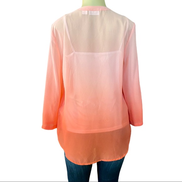 🛑 BUNDLED 🛑 Liz Claiborne Maternity Coral Ombré Sheer Blouse NEW - Picture 2 of 4